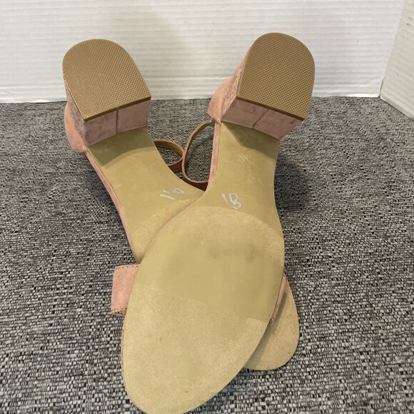 Report Sandals Womens Size 11 Pink Block Heel Ankle Strap Faux Suede Open Toe - Picture 13 of 15